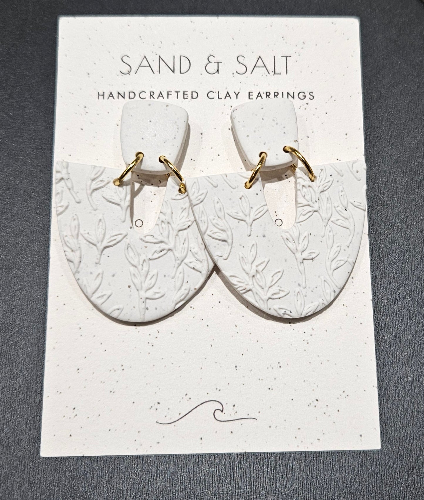 Sand and Salt Earrings - Arch Dangle Lemon tree, White