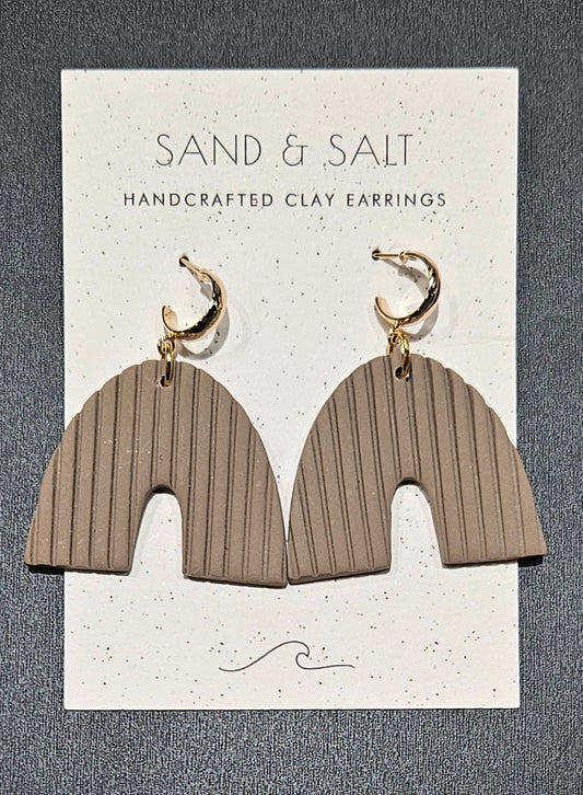 Sand and Salt Earrings - Arch Dangles Dark Beige