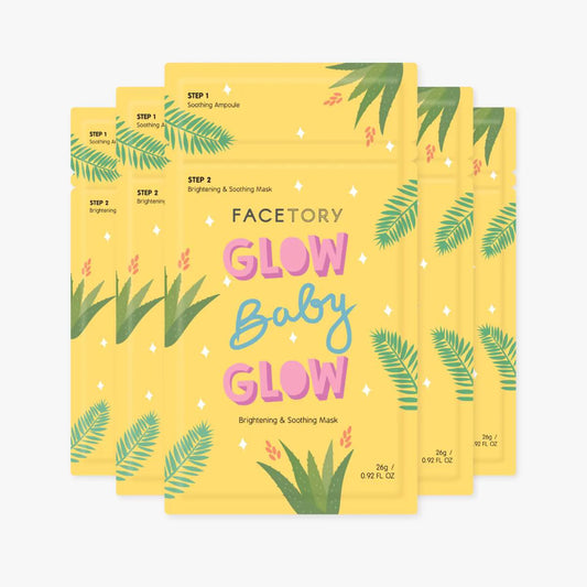 Masque en tissu en 2 étapes Facetory Glow Baby Glow - Éclaircissant et apaisant