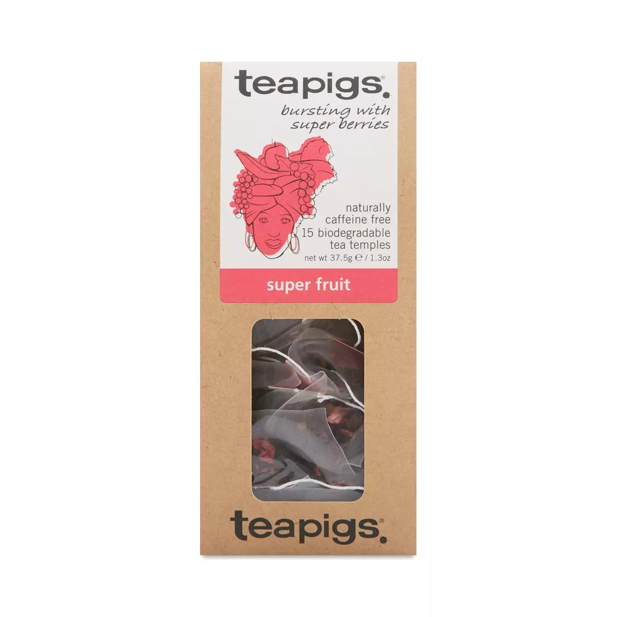 Teapigs-Super Fruit Caffeine-Free Tea Temples (15 Count)