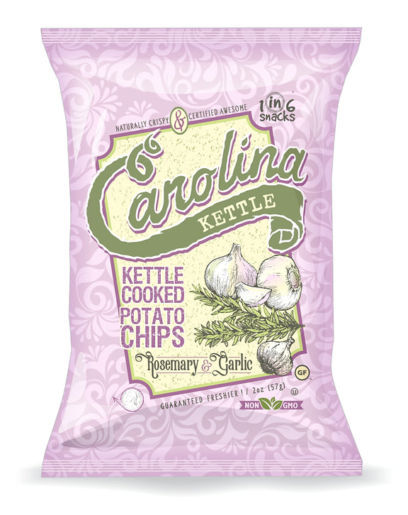 Carolina Kettle Potato Chips 2 oz-Rosemary + Garlic
