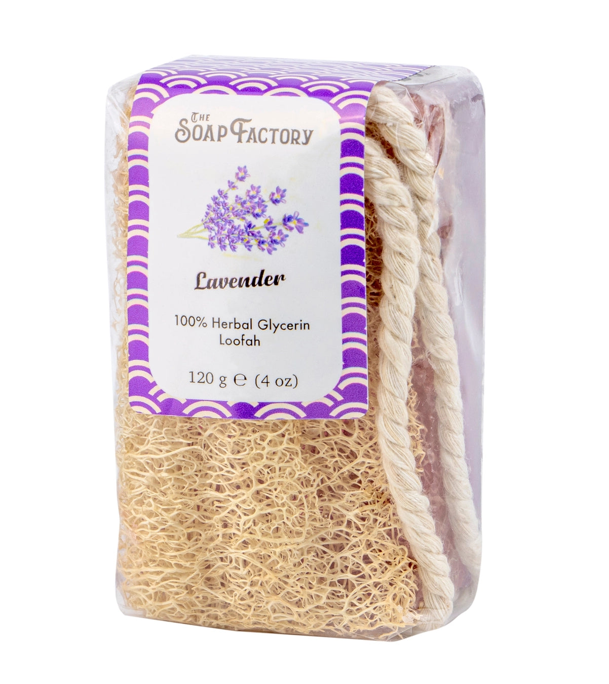 The Soap Factory-Natural Lavender Loofah Soap On A Rope - Soothing & Antibacterial