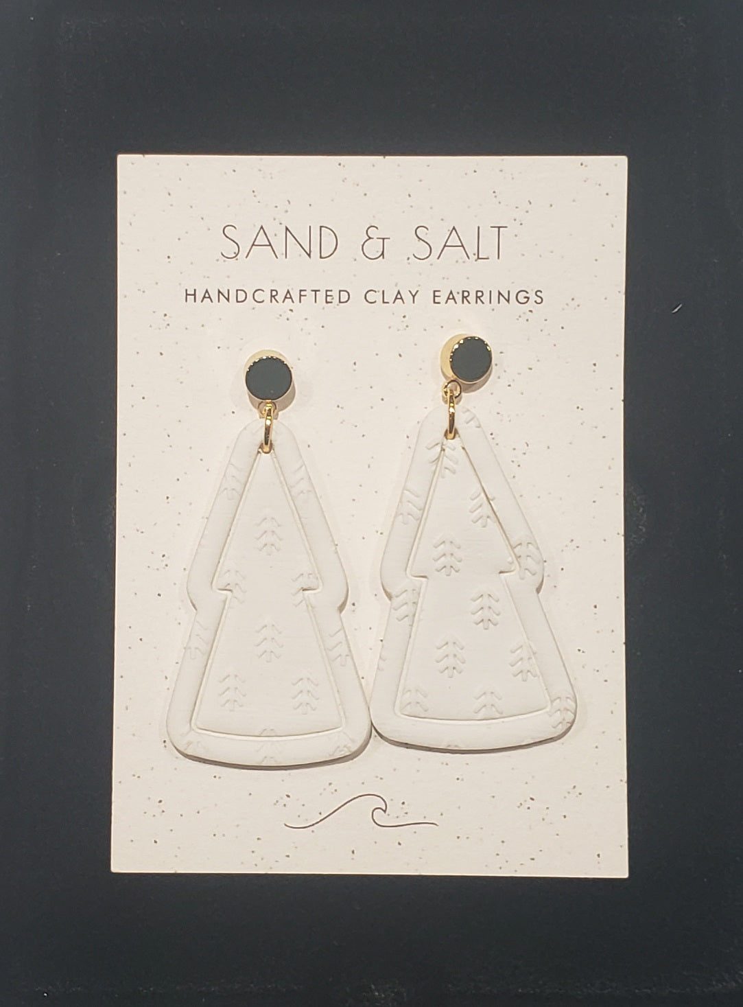 Sand and Salt Earrings - Embossed Border Tree Marshmallow