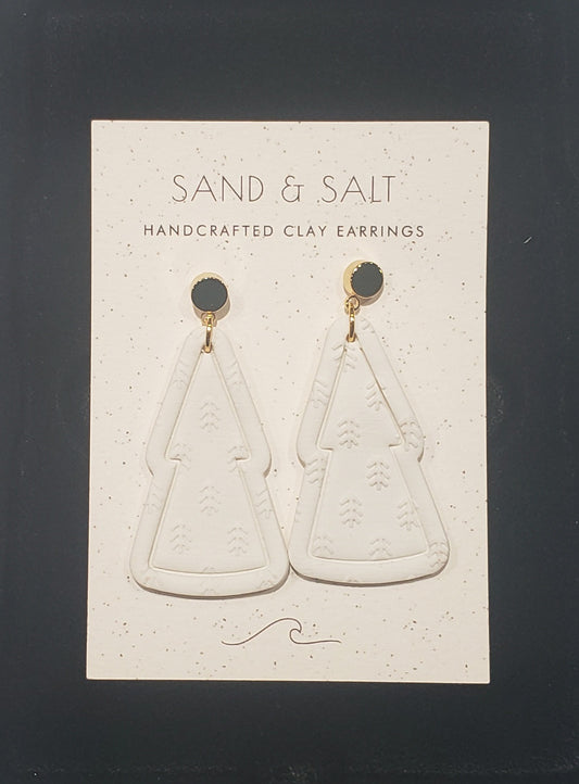 Sand and Salt Earrings - Embossed Border Tree Marshmallow