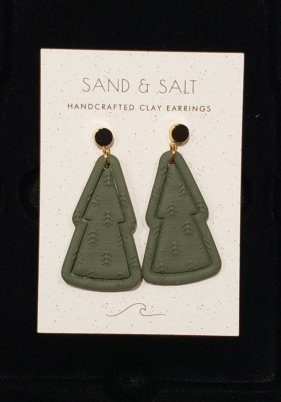 Sand and Salt Earrings - Embossed Border Tree Spruce