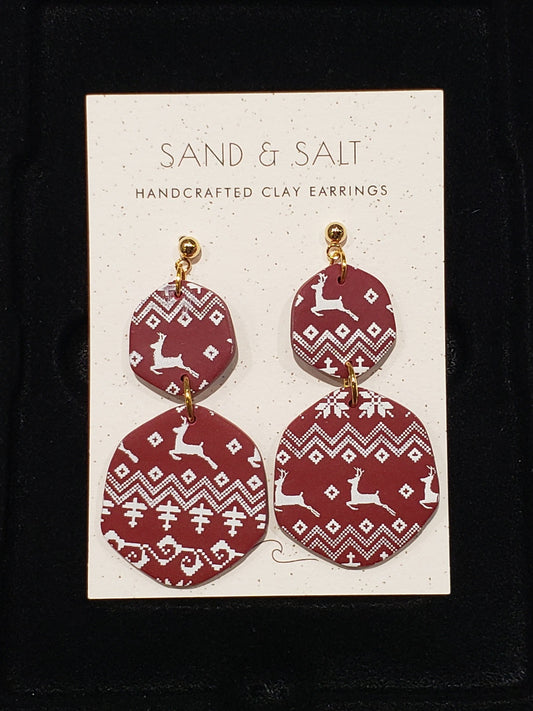 Sand and Salt Earrings - Holiday Dangle Cabernet