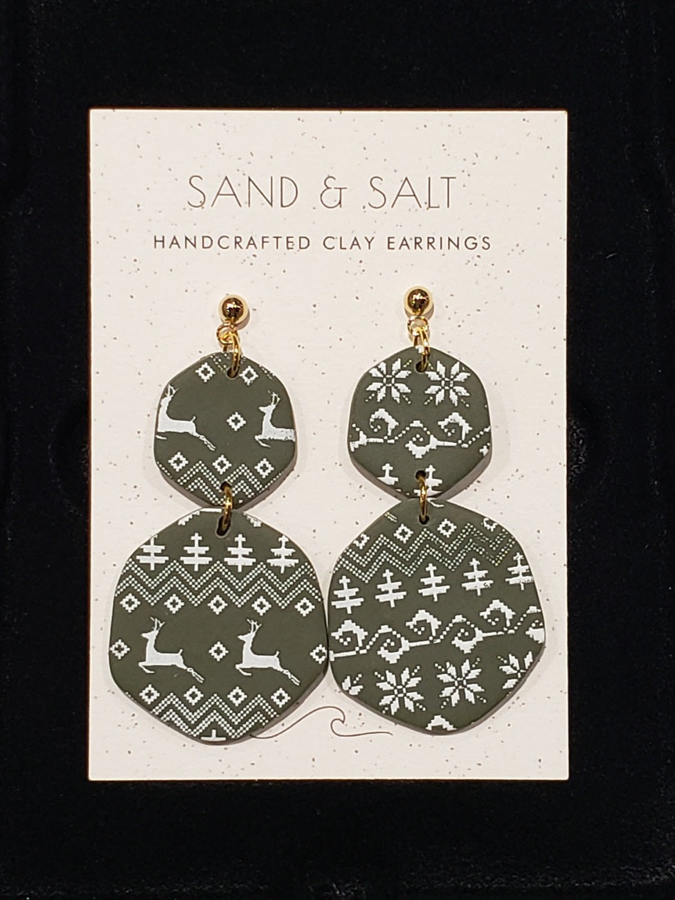 Sand and Salt Earrings - Holiday Dangle Spruce