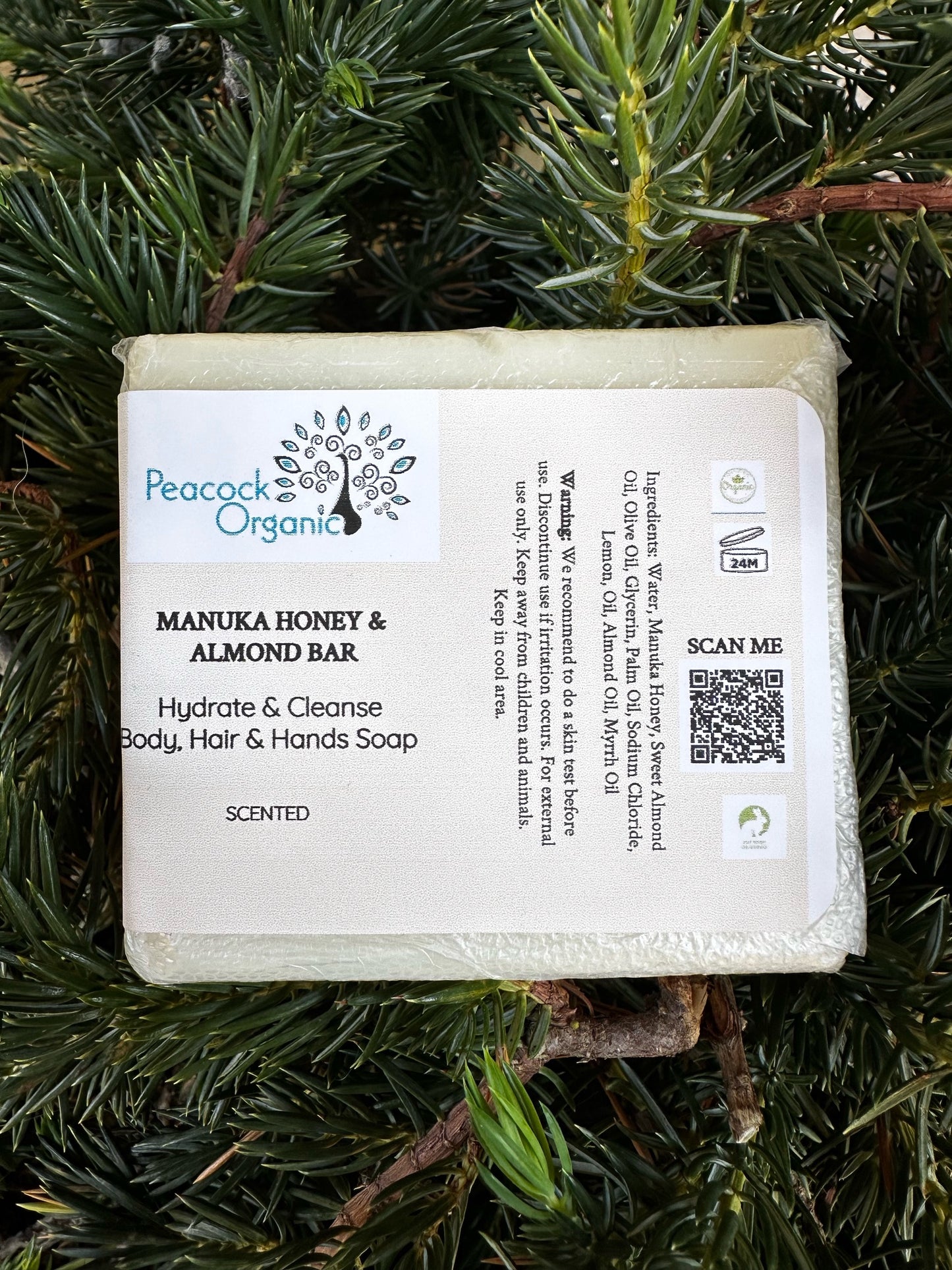 Peacock Organic - Manuka Honey & Almond Bar Soap