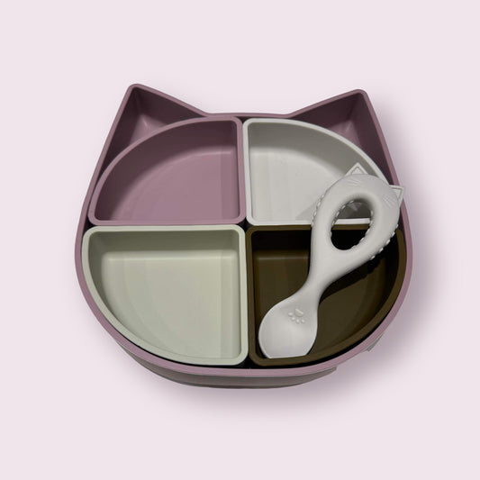 Plato divisor de silicona para gatos, color morado
