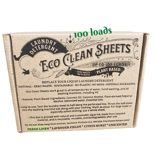 Detergente concentrado para ropa Eco Clean Sheets - 100 cargas - Lino fresco