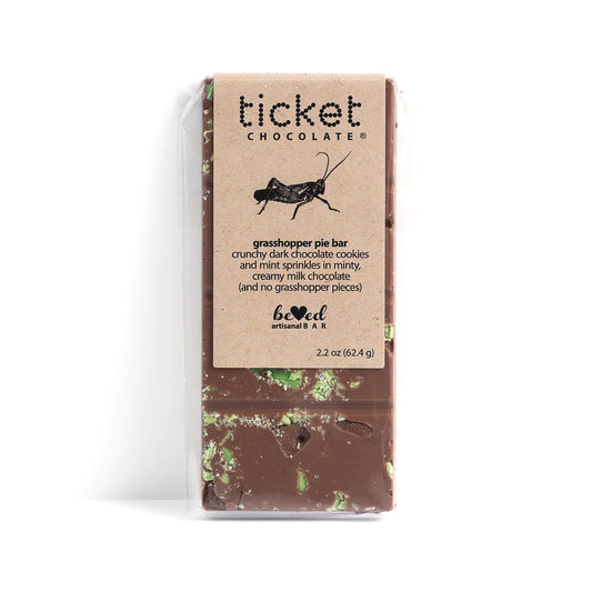 Ticket Chocolate - Barres de Chocolat Artisanales - « Sauterelle » (Chocolat à la Menthe)