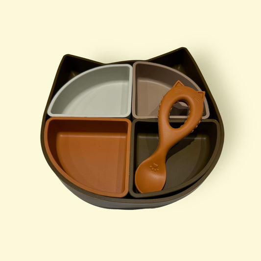 Silicone Cat Divider Plate-Brown