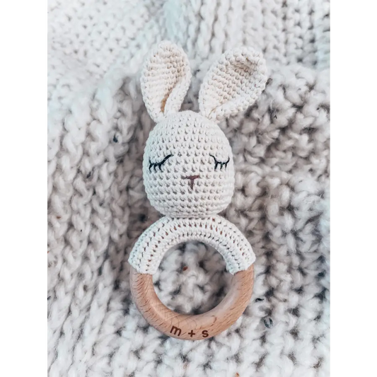 Marlowe and Sage LLC - Bunny Hand Crochet Rattle - Natrual