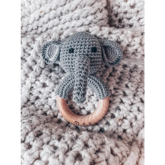 Marlowe and Sage LLC - Elephant Hand Crochet Rattle - Grey
