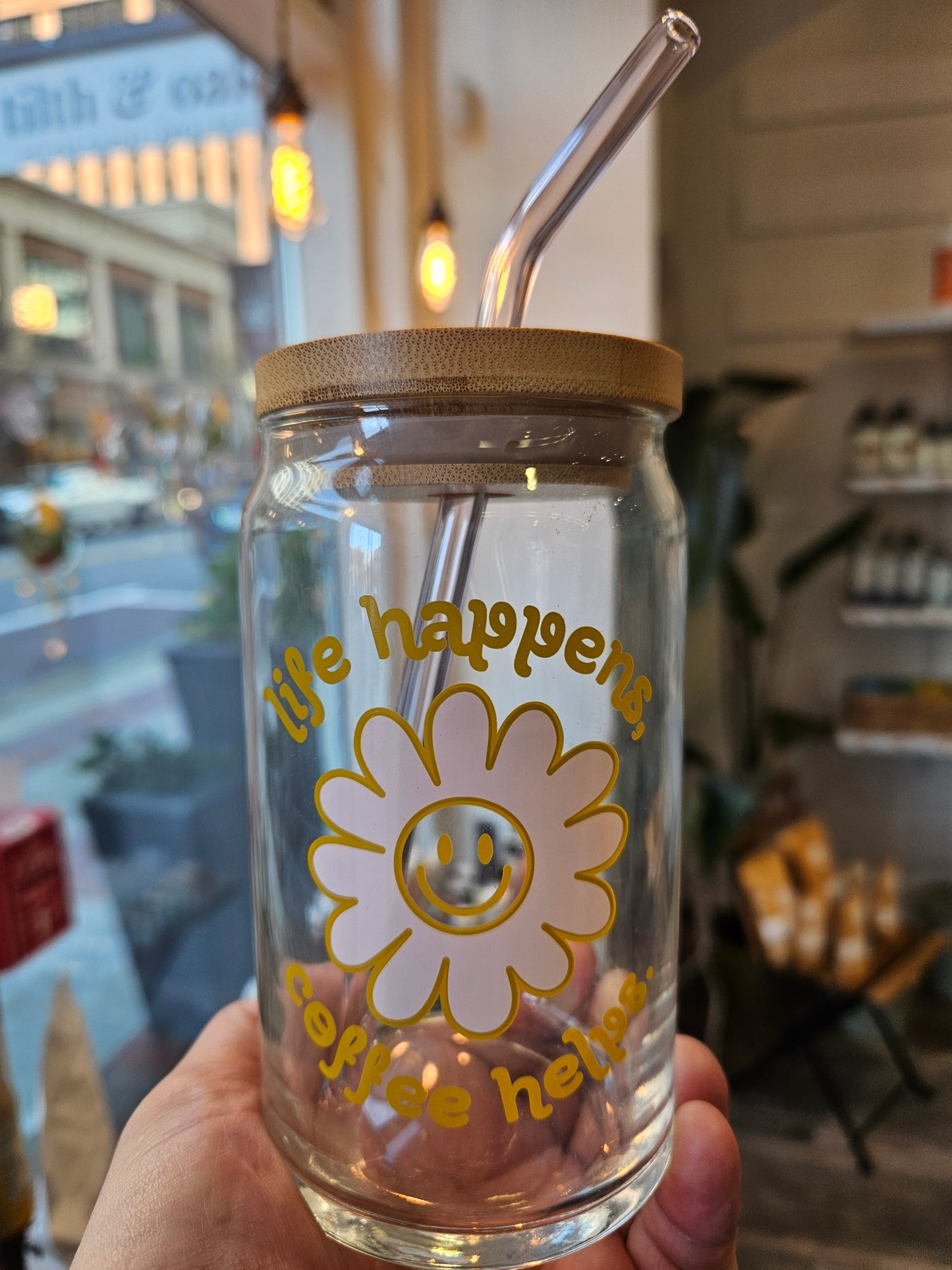 Forge & Flourish Glass Cup - Life Happens