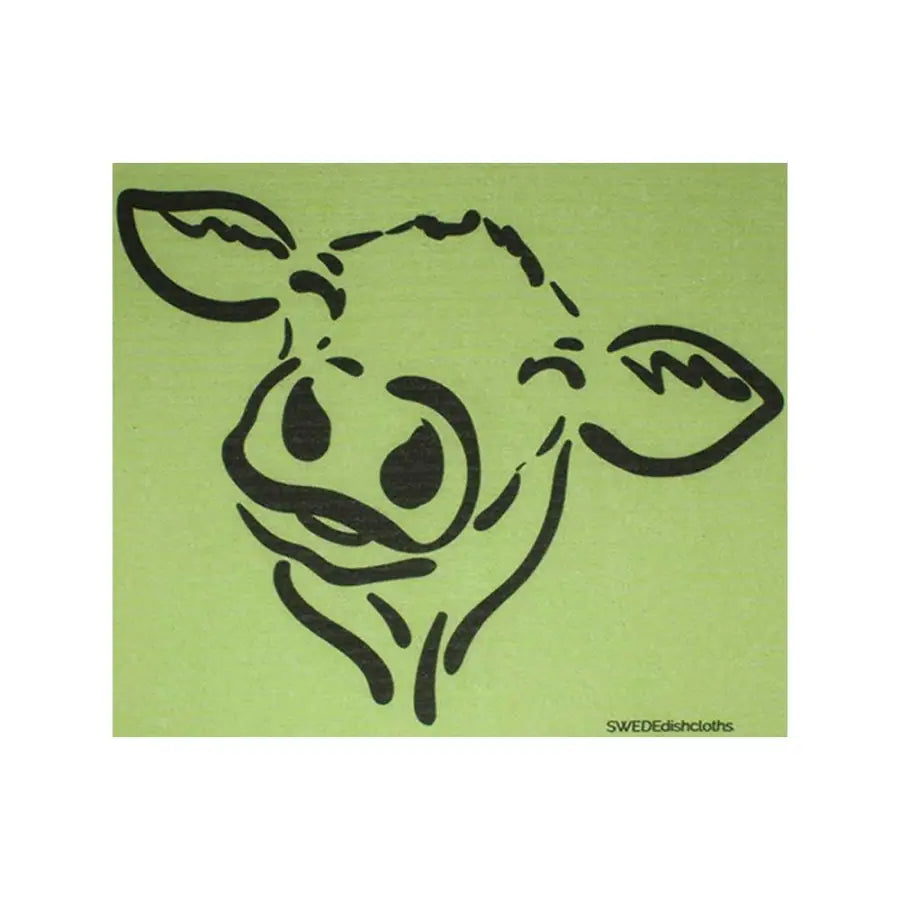 SWEDEdishcloths - Swedish Dishcloth Cow Silhouette on Green