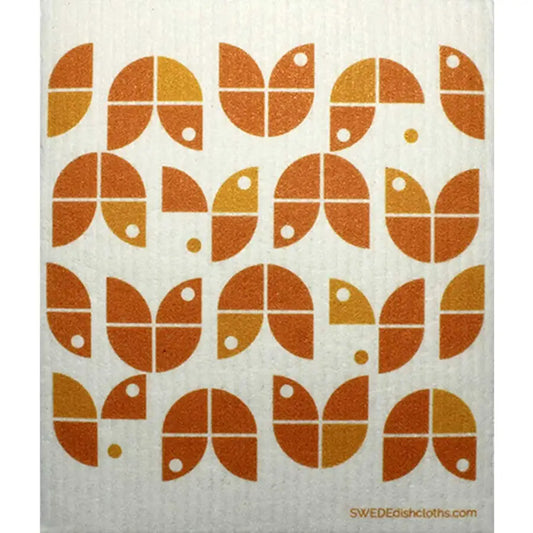 SWEDEdishcloths - Swedish Dishcloth Geo Flowers Orange