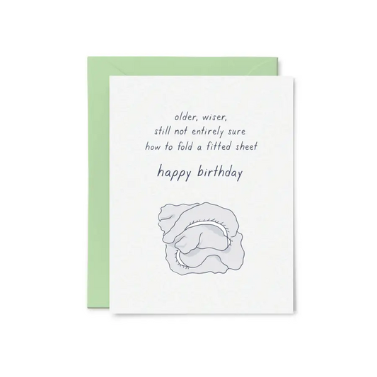 Tiny Hooray - How Do You Fold a Fitted Sheet? Birthday Card